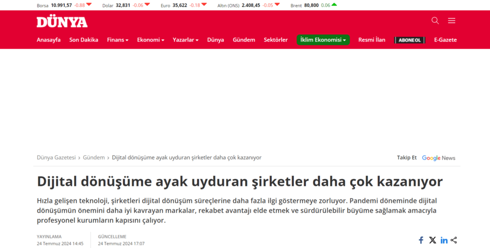 Dünya gazetesi umut uysal optimal ajans