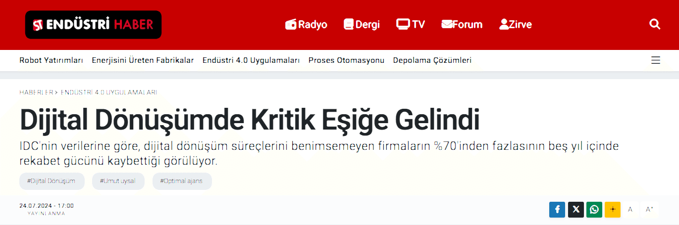 ENDÜSTRİ HABER umut uysal optimal ajans