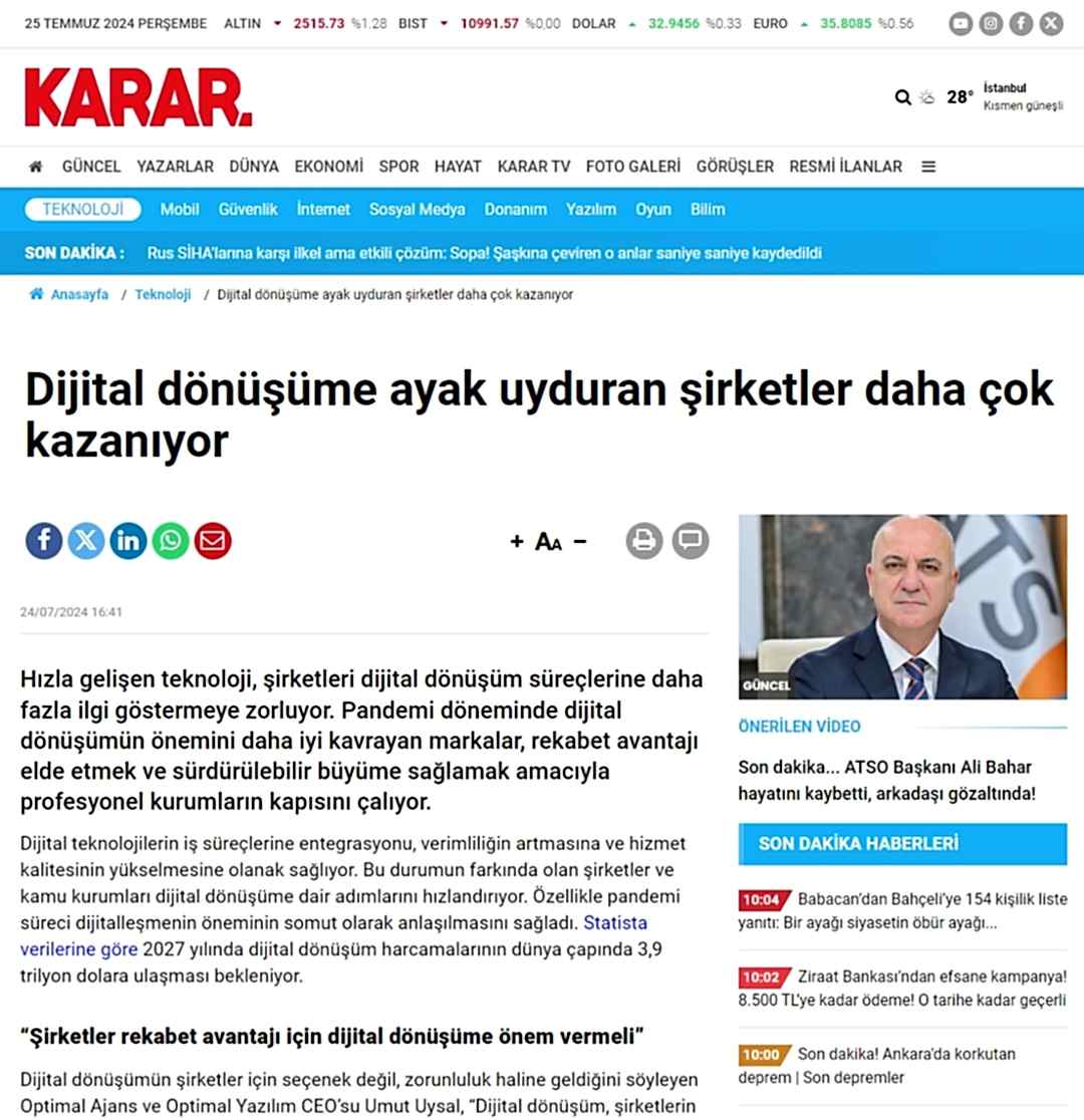 karar gazetesi haber umut uysal optimal ajans